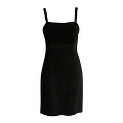 Chanel Black Boucle and Velvet Dress (44 Fr in 80s), 1980s
