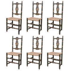 Set of Six Early 19th Century Painted Italian Chairs 1