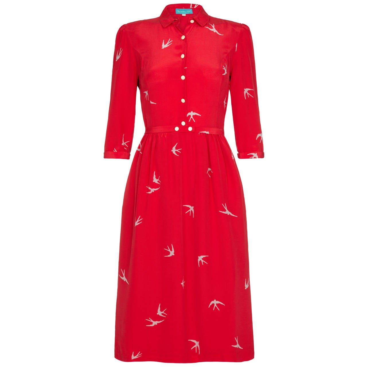 1970s Cacharel Red Silk Dress