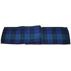 Valentino Multi-Color Wool Plaid With Lambskin Leather Edge Scarf