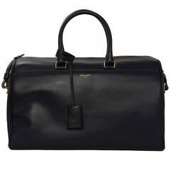 SAINT LAURENT Smooth Leather Navy Classic Duffle 12 Bag rt. $2650