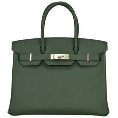 2014 HERMES Handbag Birkin 30cm "Vert Anglais" color Palladium Hardware