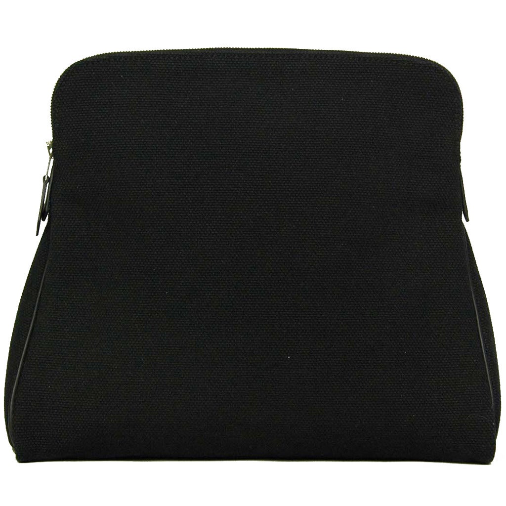 HERMES Black Canvas Cosmetic Toiletry Clutch Bag at 1stdibs