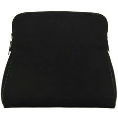 HERMES Black Canvas Cosmetic Toiletry Clutch Bag