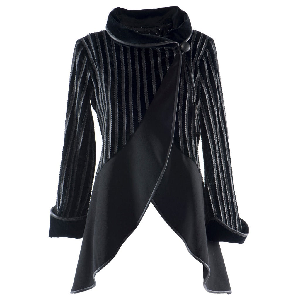 Emporio Armani Black Cotton & Leather Jacket