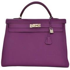 Hermes New In Box 2014 Anemone Togo Leather 40cm Kelly Bag Phw