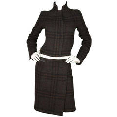 BURBERRY Brown Wool Nova Plaid Skirt & Jacket Set sz US4