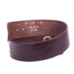 Azzedine Alaia Paris detailed topstitched leather belt