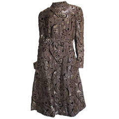 1970's Pauline Trigere Belted Silk Tent Dress 1