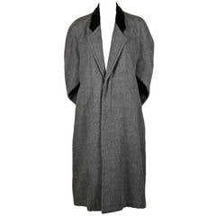 1980's COMME DES GARCONS charcoal wool coat with velvet lapel