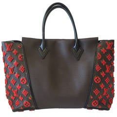 Louis Vuitton W PM Bag in Brown with Red