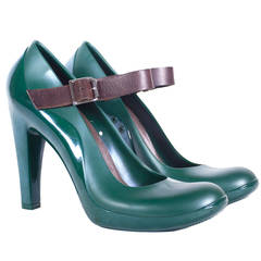 Marni forest green maryjane rubber high heels