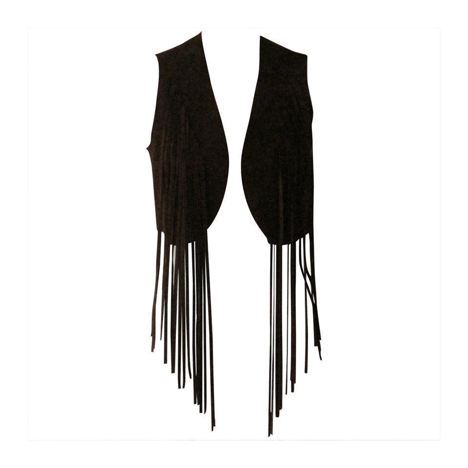 Ralph Lauren Black Label Suede Fringed Vest 8 US