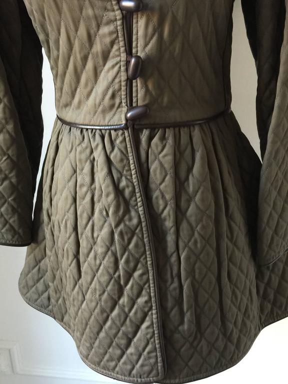 Iconic Vintage Olive Green Quilted Jacket Est. Fr.34 US. XS. at 1stDibs