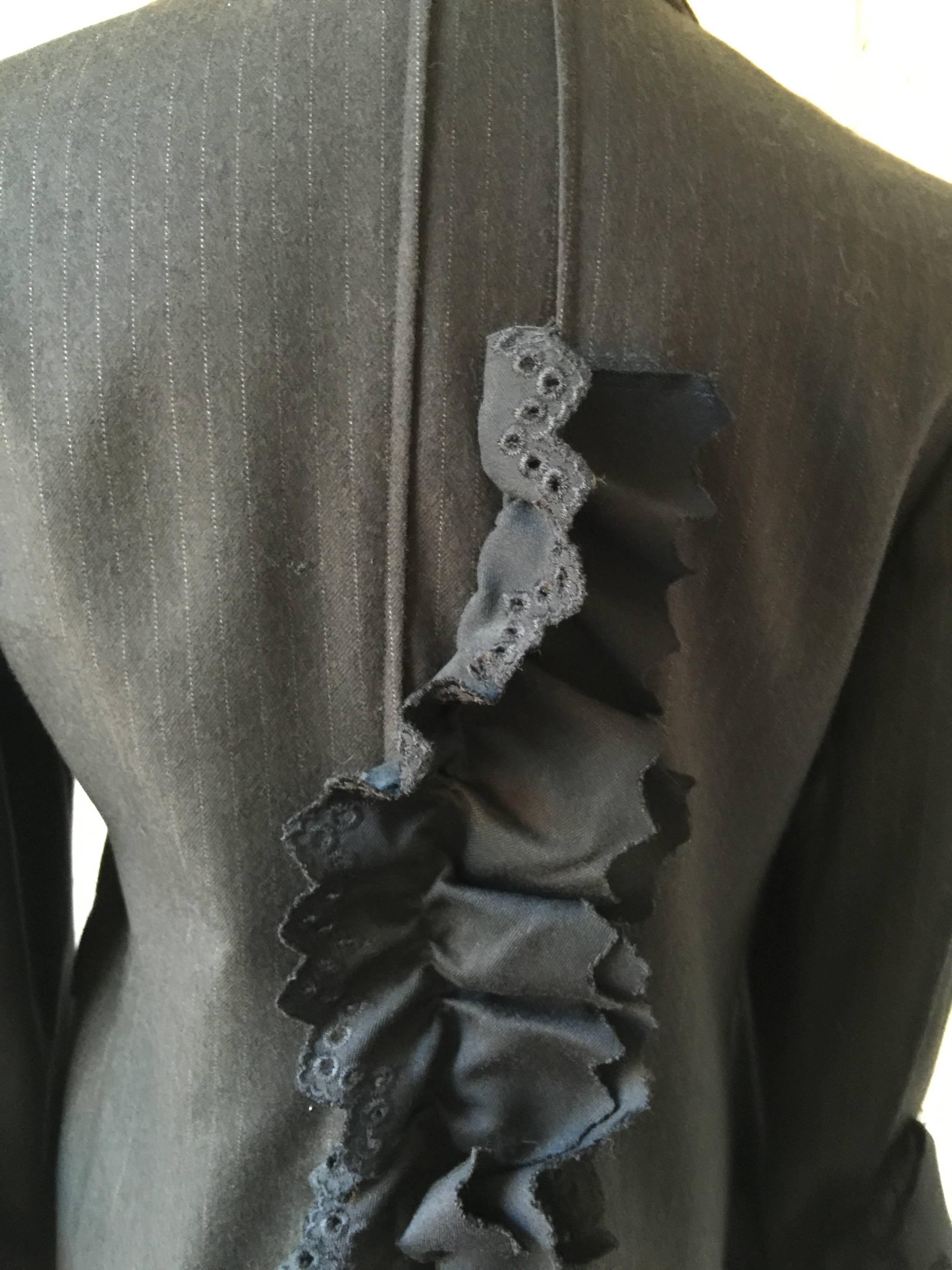 Pinstripe Comme des Garcons Jacket with Lace Details M. 4