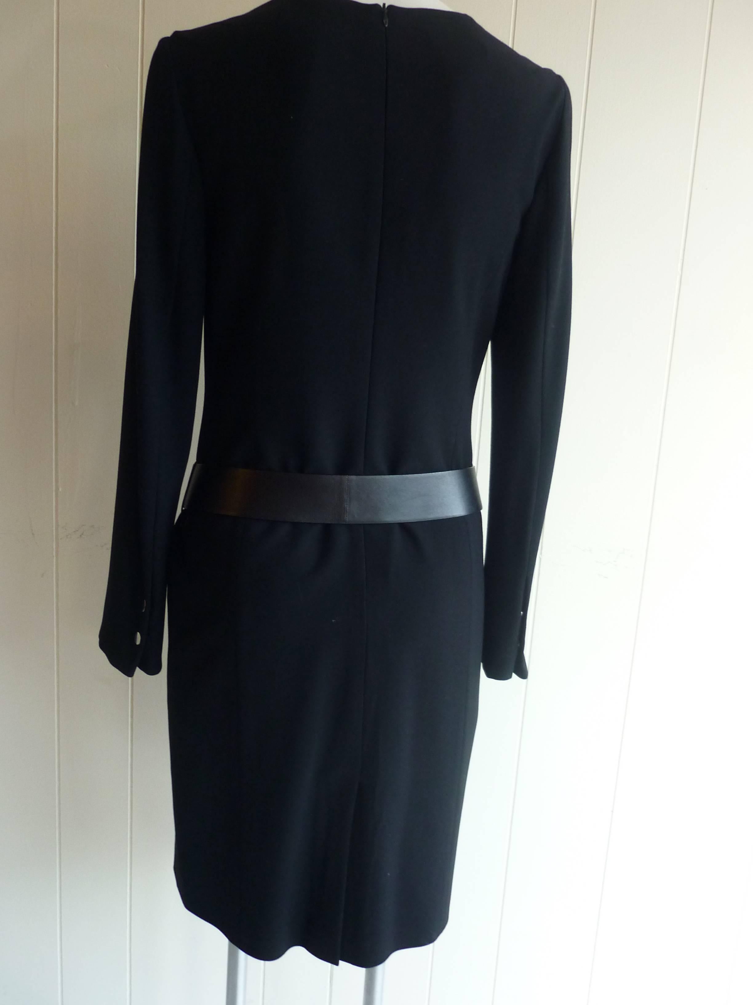 Jil Sander Black Virgin Wool Drop Waist Dress  In Excellent Condition In Port Hope, ON