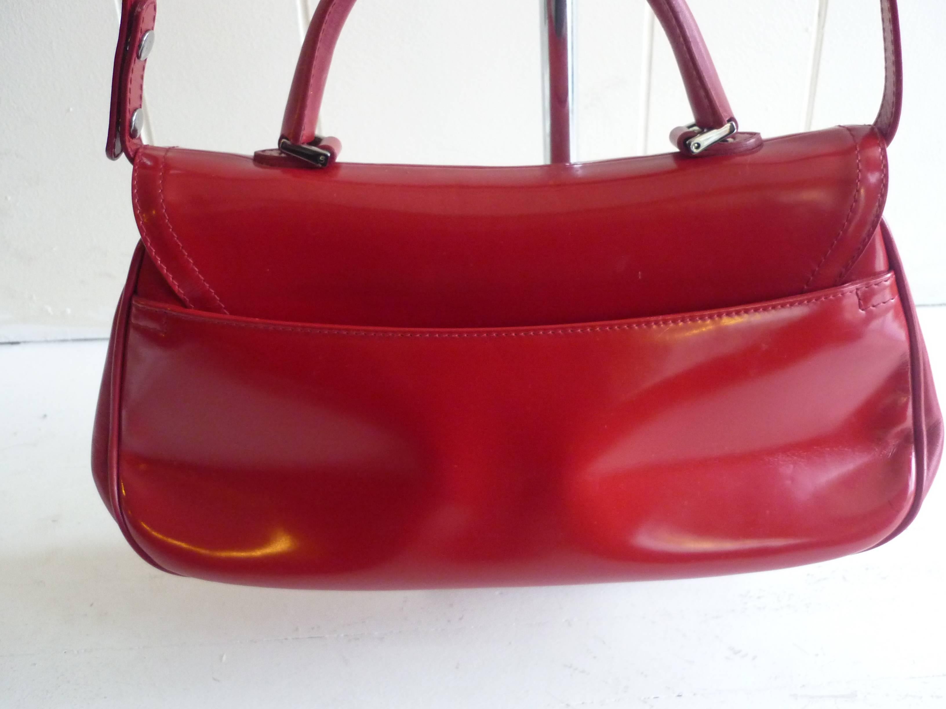 Christian Dior Smooth Red Leather Saddle Bag In Excellent Condition In Port Hope, ON