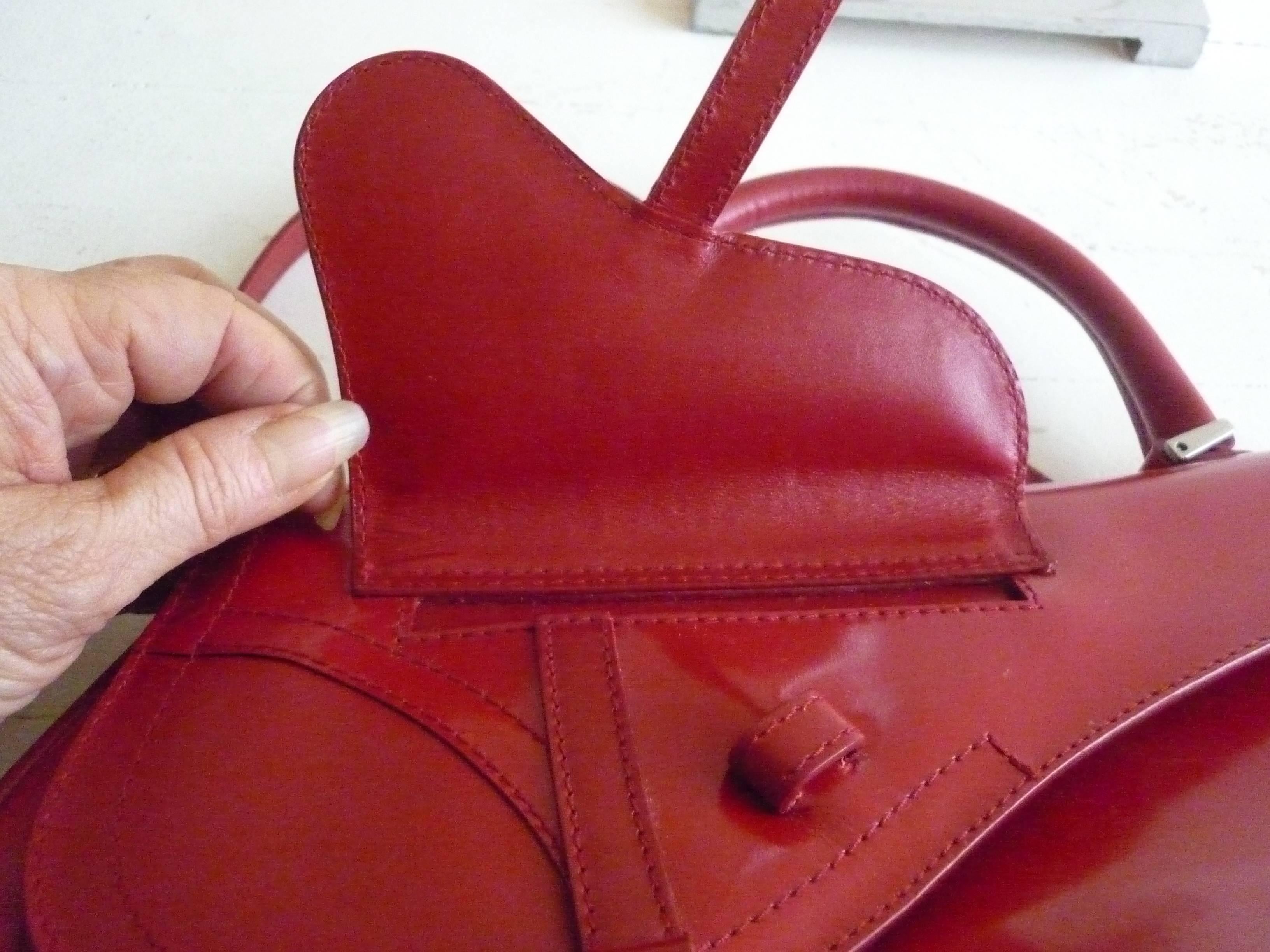 Christian Dior Smooth Red Leather Saddle Bag 1