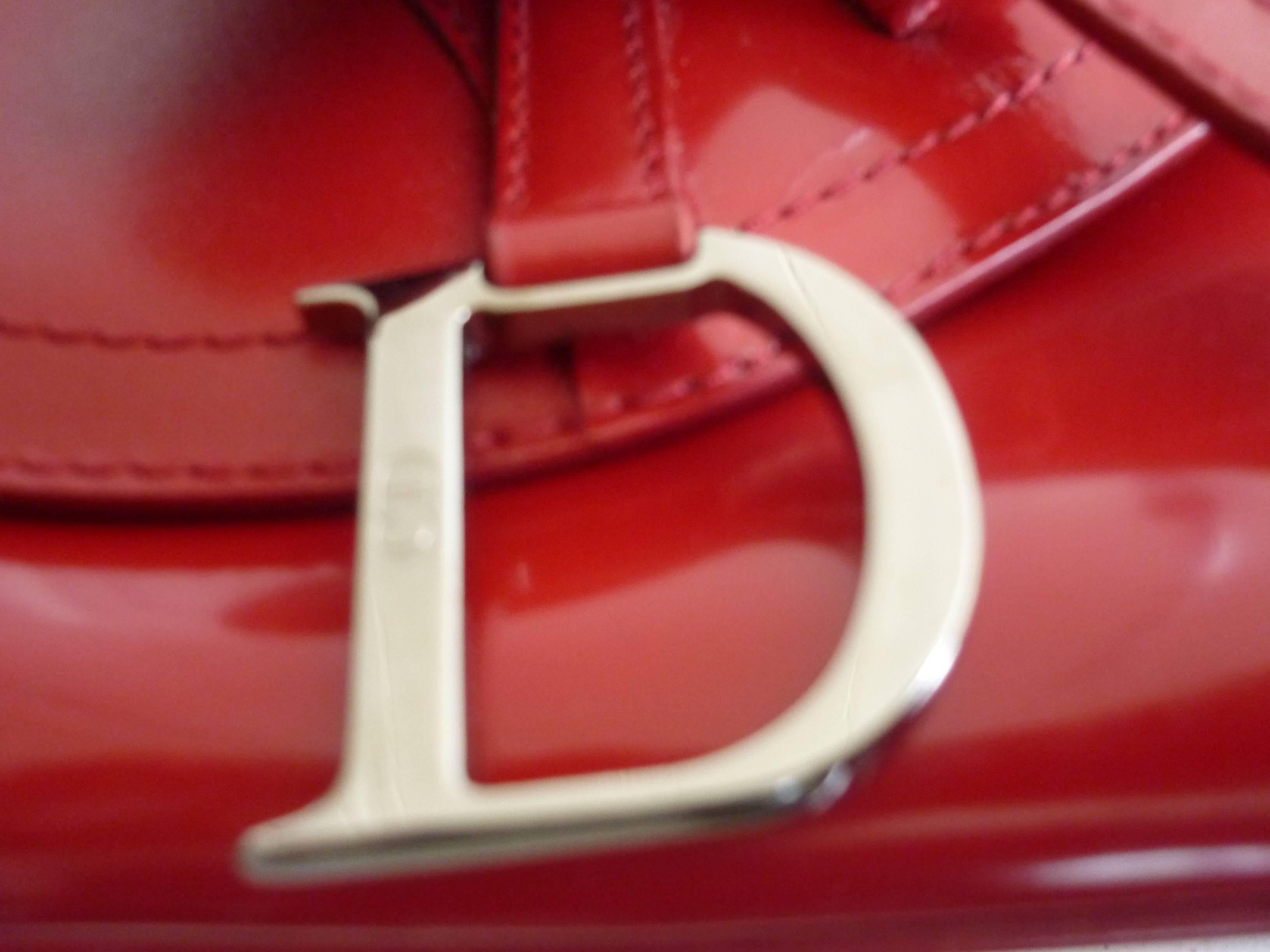 Christian Dior Smooth Red Leather Saddle Bag 2
