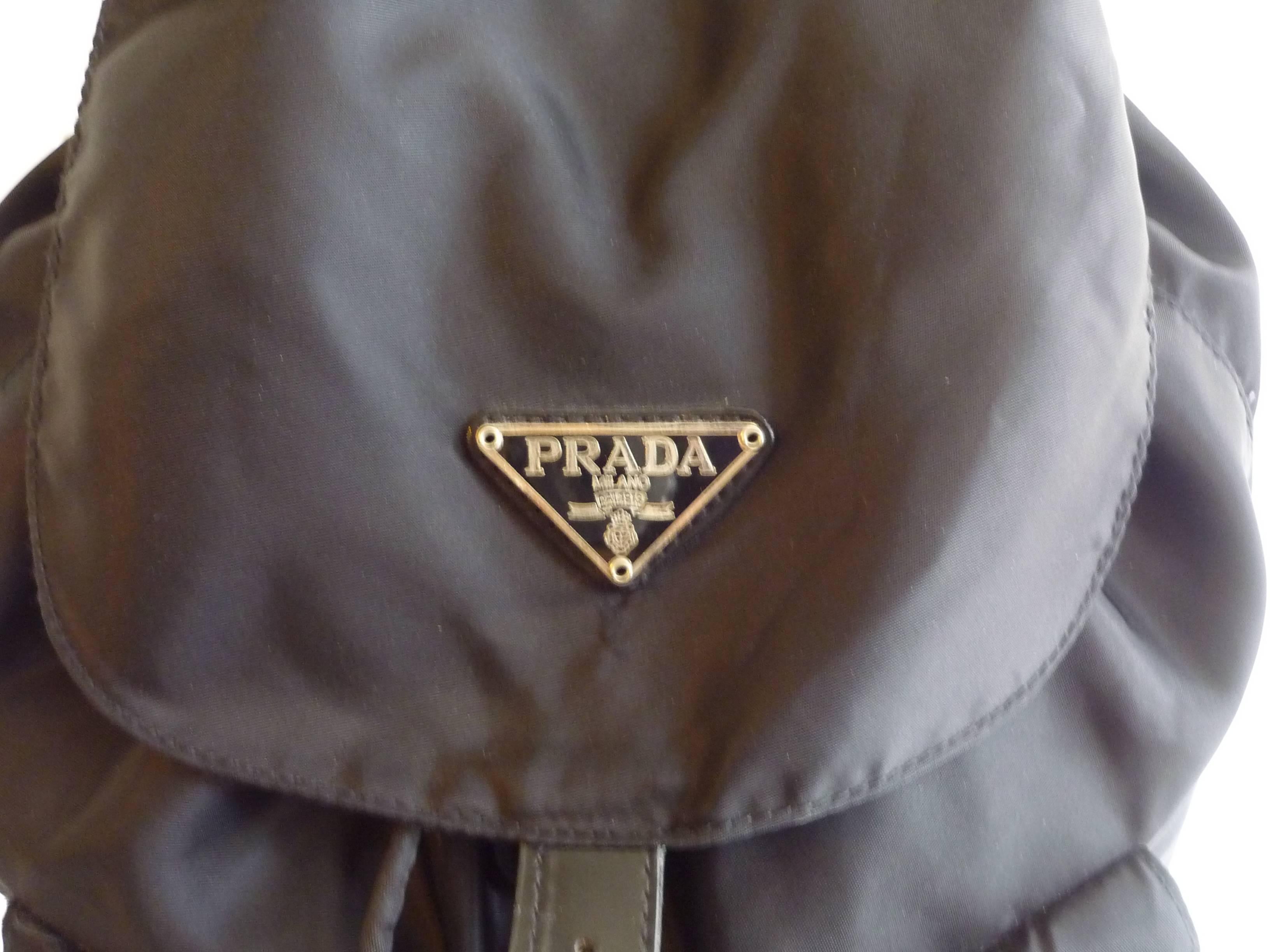 Prada Black Tessuto Nylon and Leather Trim Bagpack In Excellent Condition In Port Hope, ON