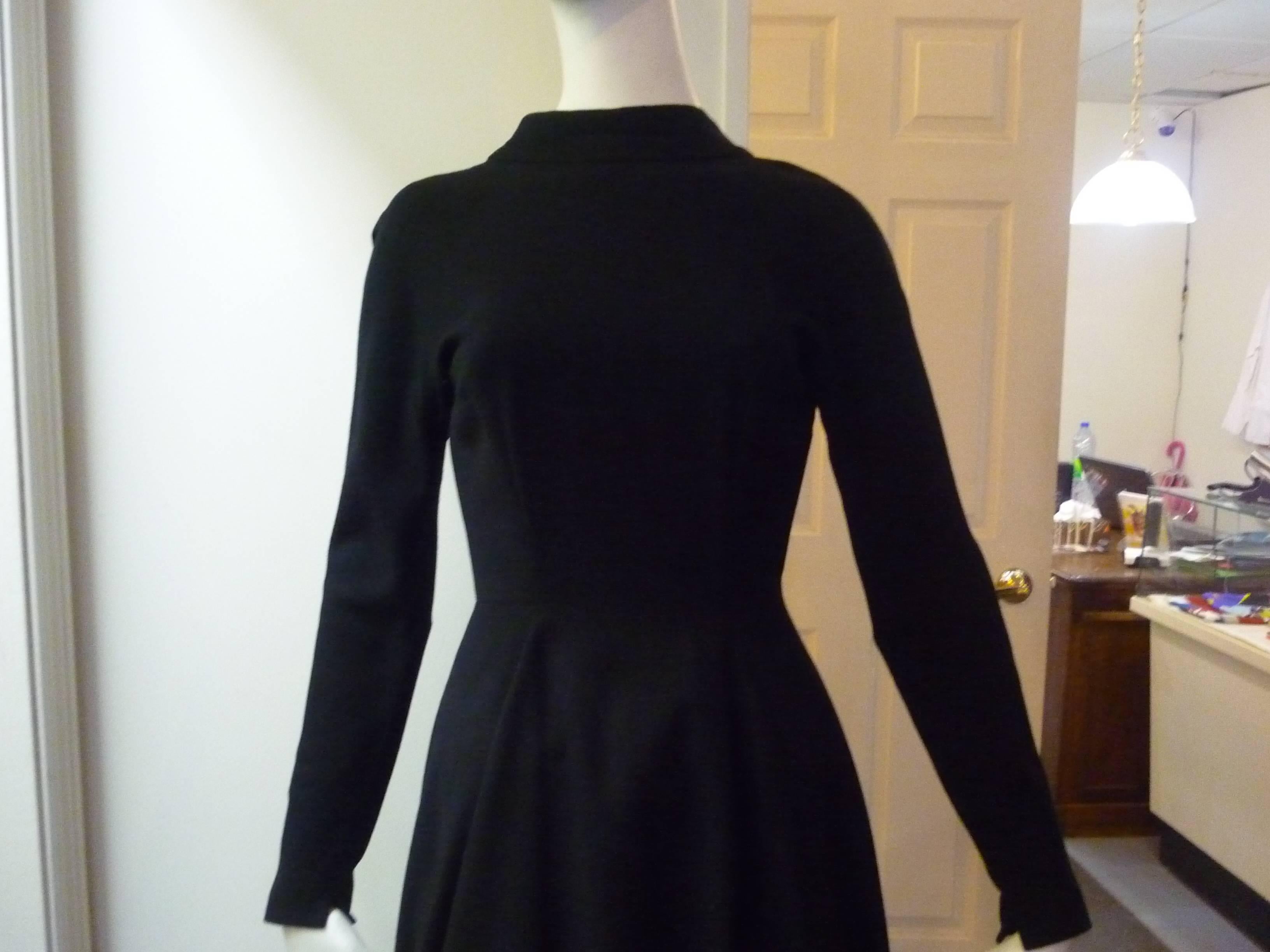 Exquisite 1950s Anne Fogarthy Black Wool Dress (S) In Excellent Condition In Port Hope, ON