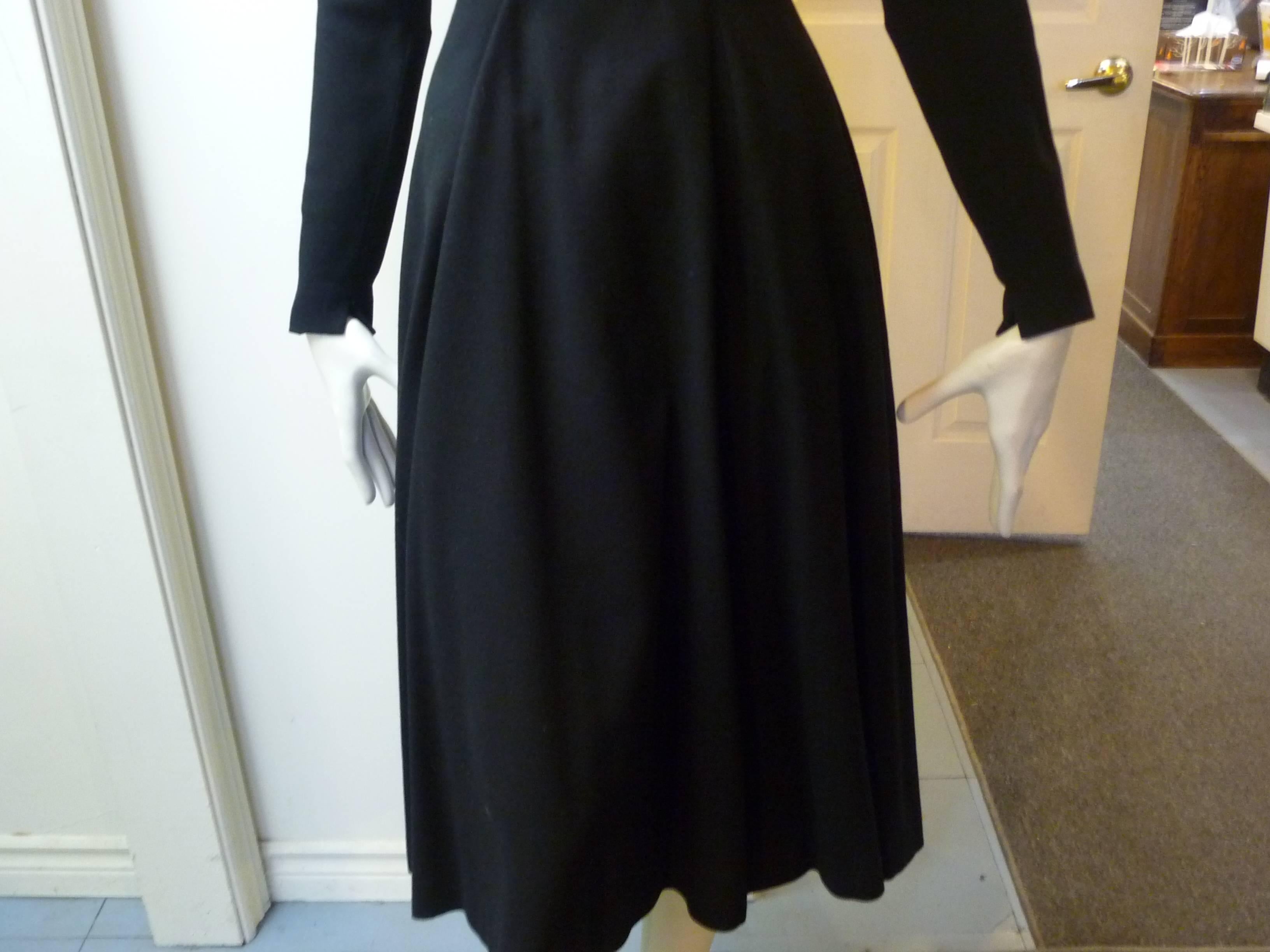 Exquisite 1950s Anne Fogarthy Black Wool Dress (S) 1