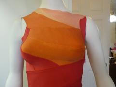 Herve Leger Asymmetric Orange Ombre Bandage Dress (S)