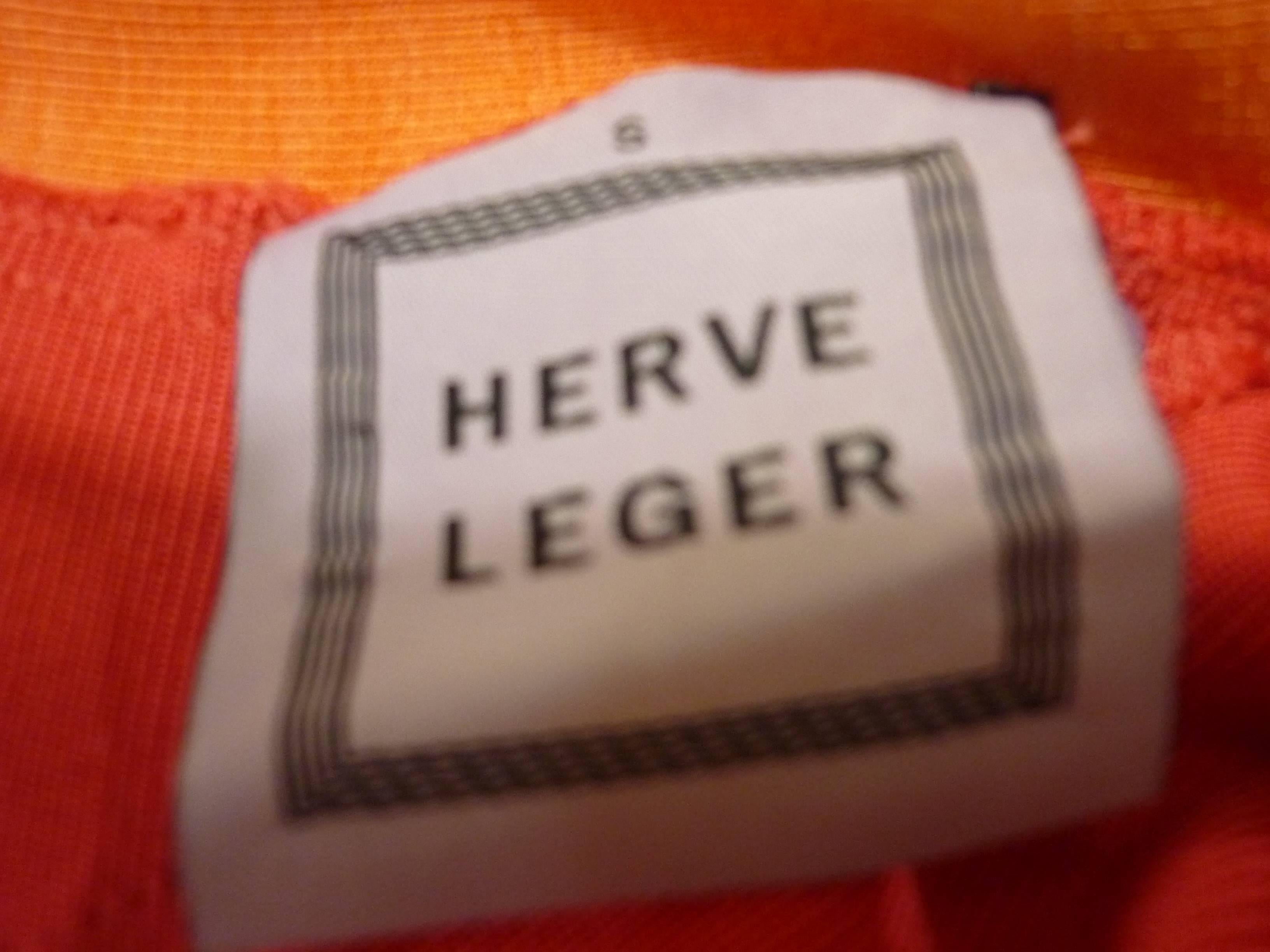 Herve Leger Asymmetric Orange Ombre Bandage Dress (S) 2