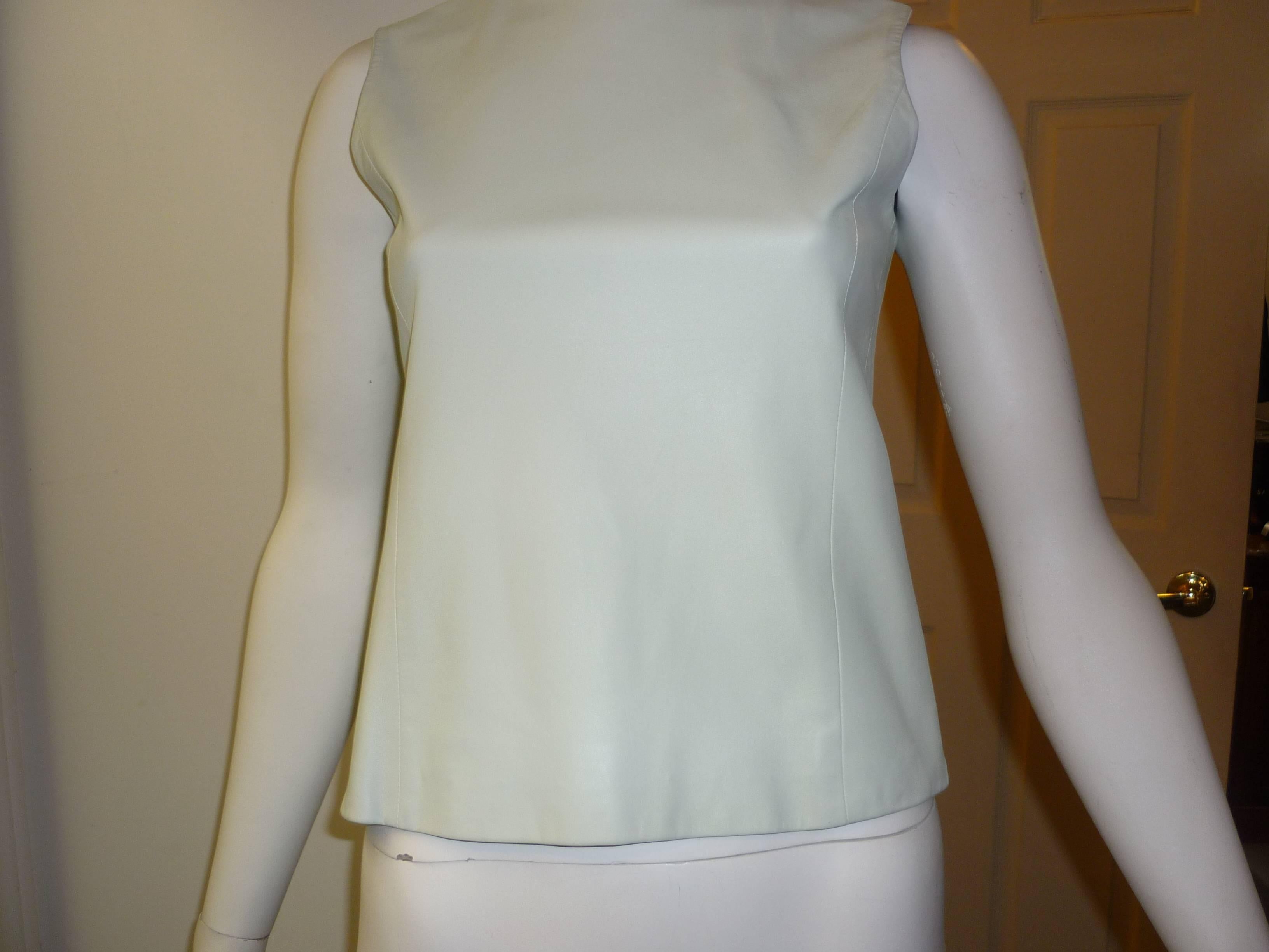 Gray Fabulous Prada Butter Soft Lambskin Mint Green Top (40 ITL)