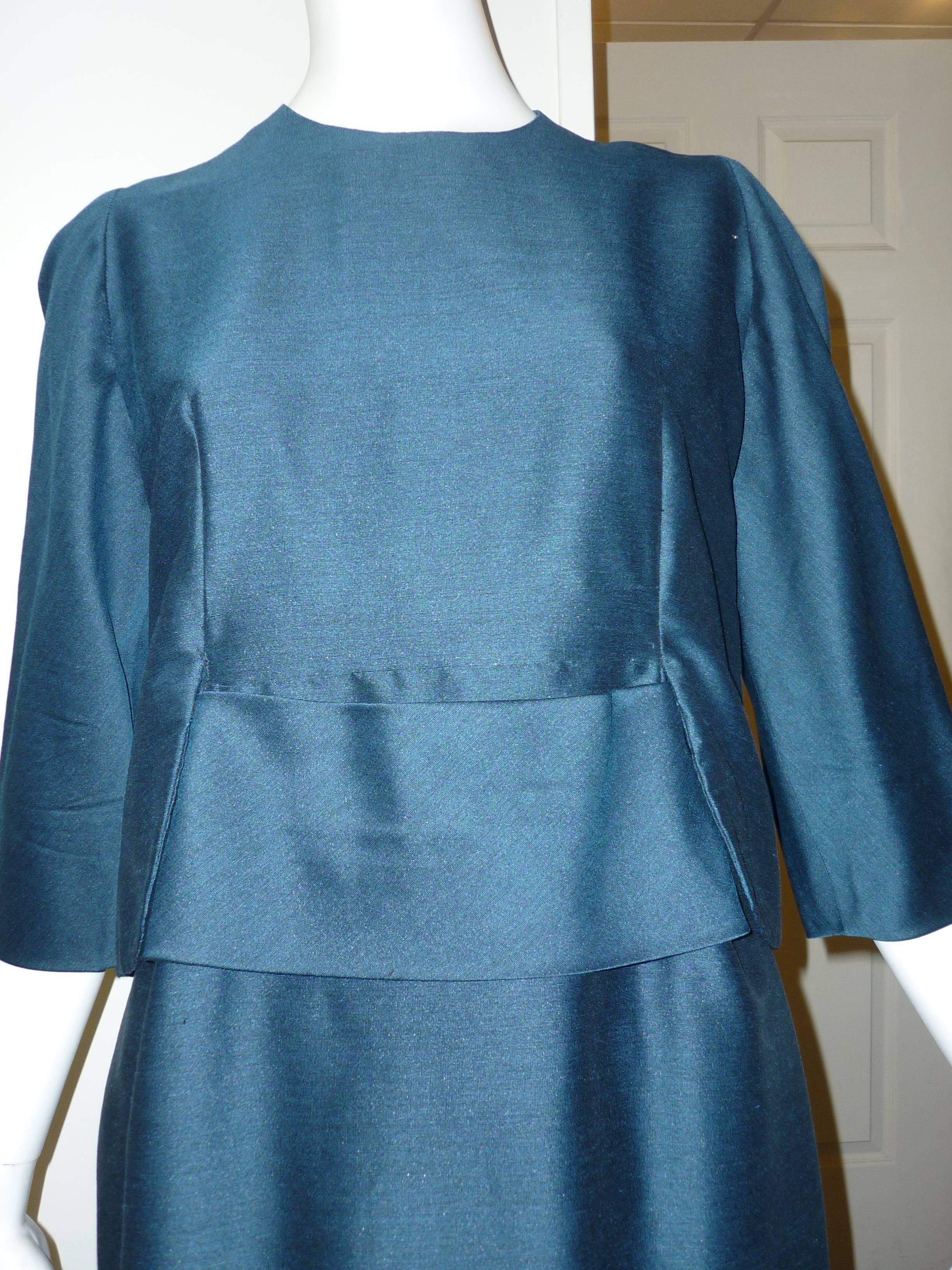 Villa & C Milano Teal  Dress, 1950s In Excellent Condition In Port Hope, ON
