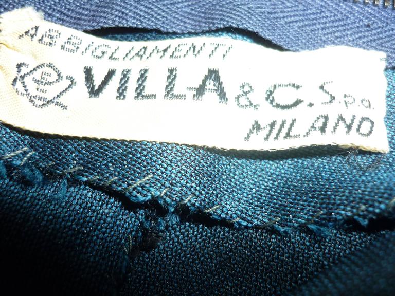 Villa and C Milano Teal Dress, 1950s For Sale at 1stDibs