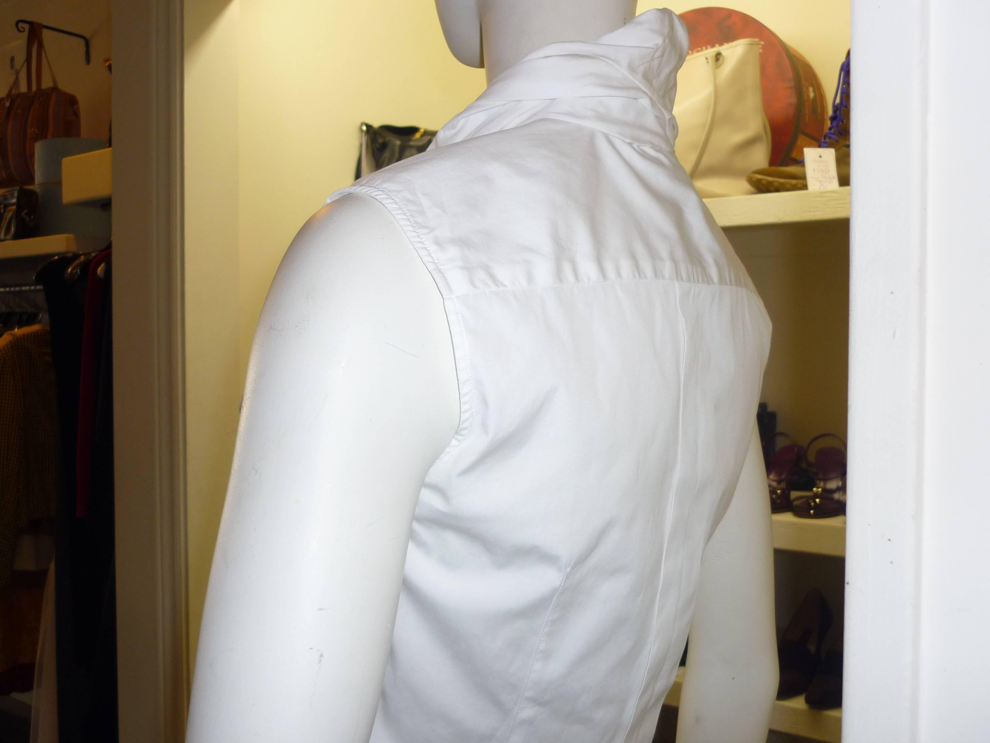 Gray Givenchy White Cotton Ruffled Collar Blouse 