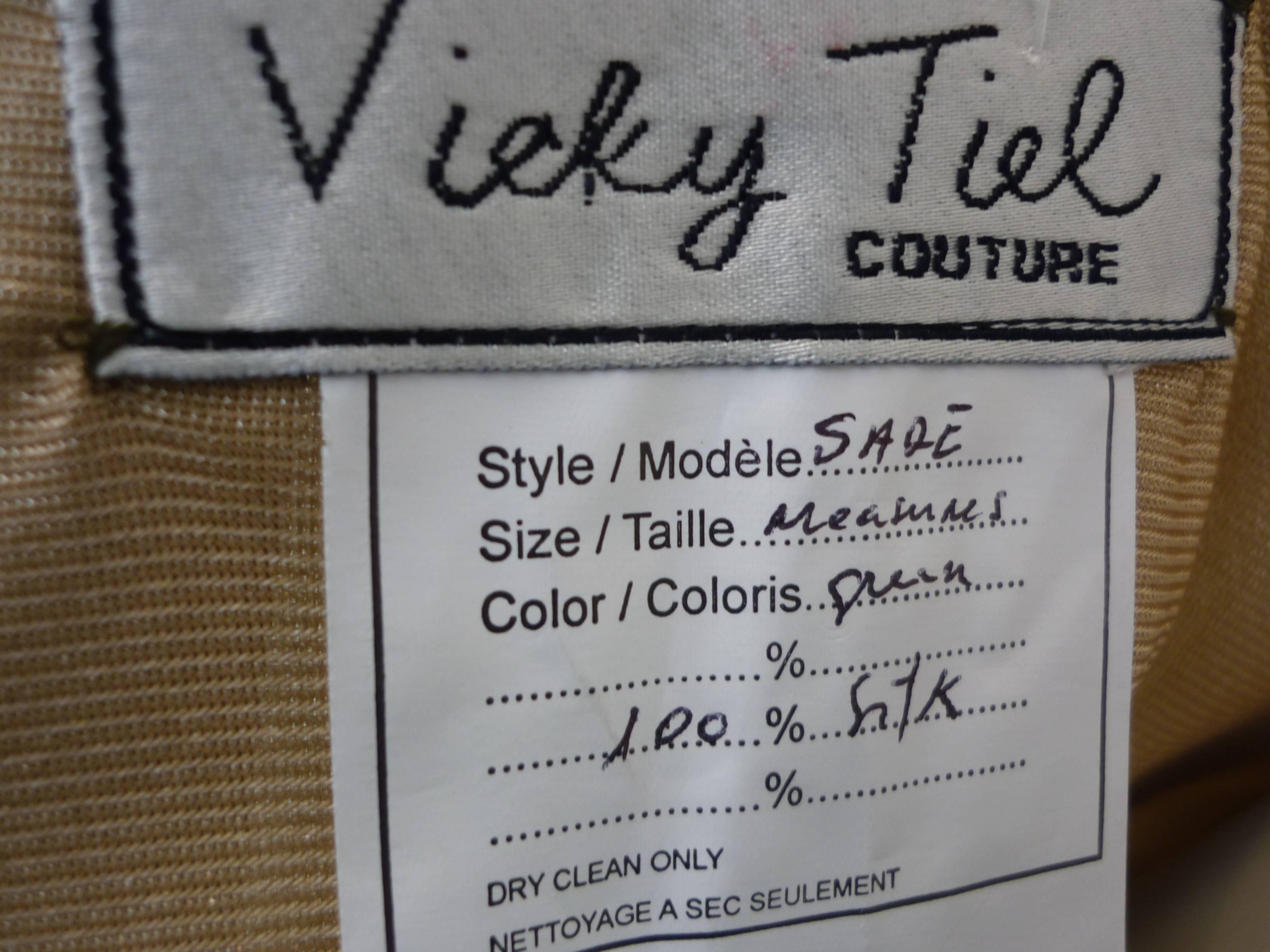 Women's 1980s Vicky Tiel Couture Sage Green Silk Corset Dress (s)