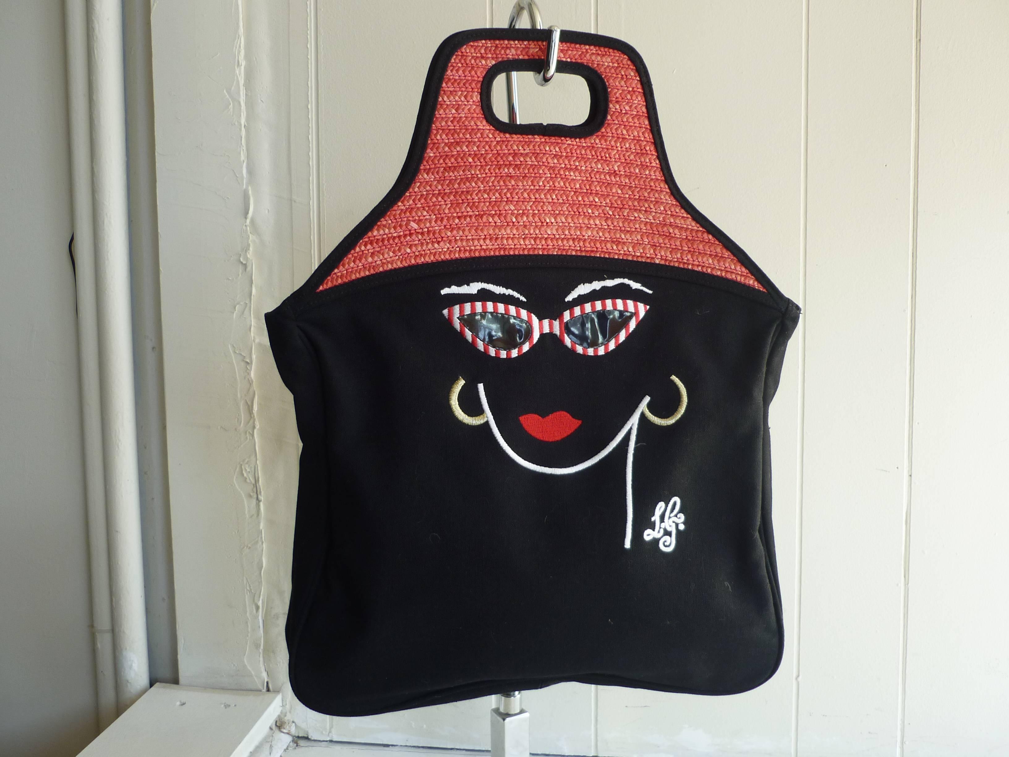 Spring 2000 Lulu Guinness Embroidered Face Tote - Never Used 2