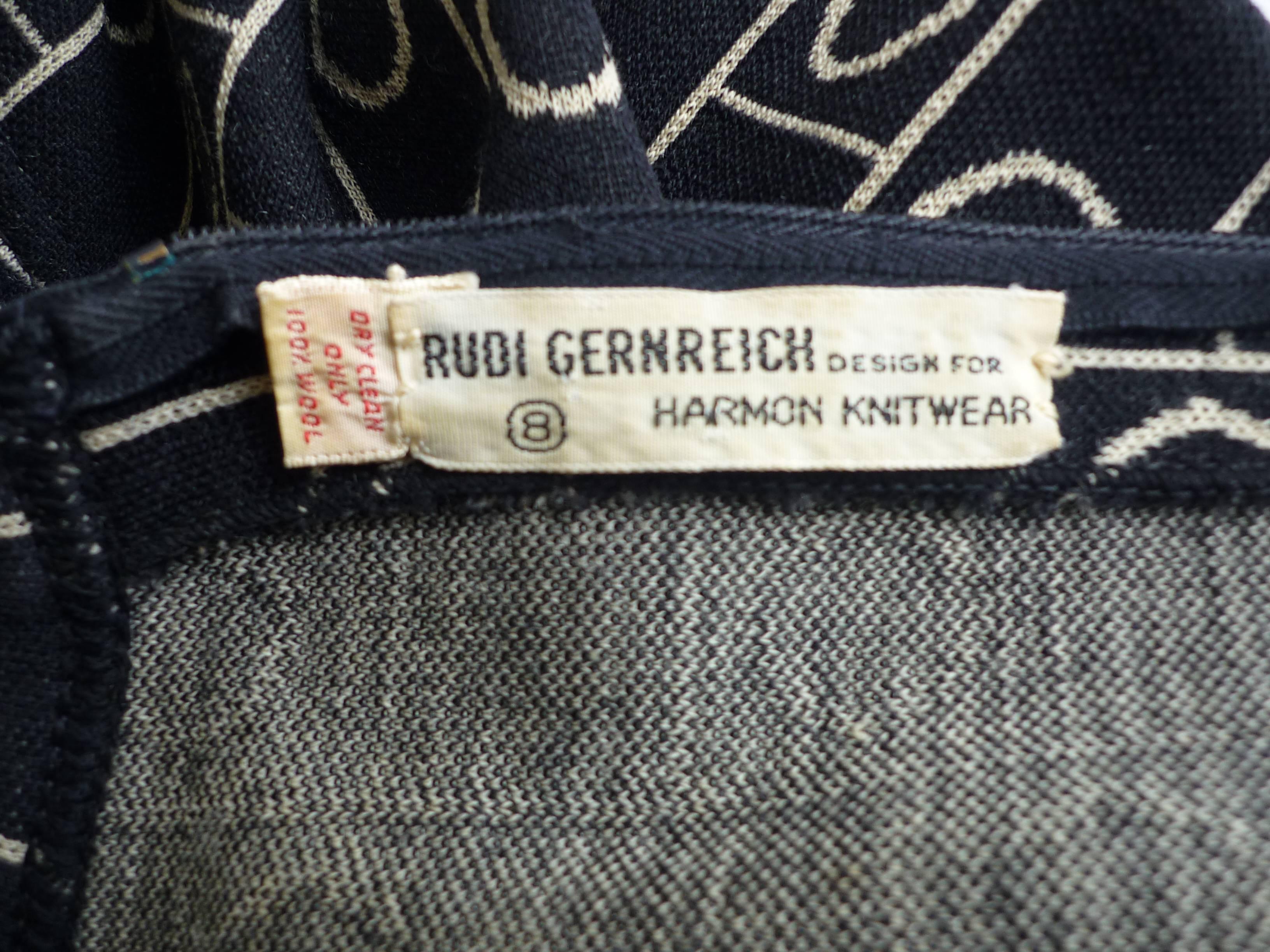 1960s Rudi Gernreich Op Art Wool Dress 1