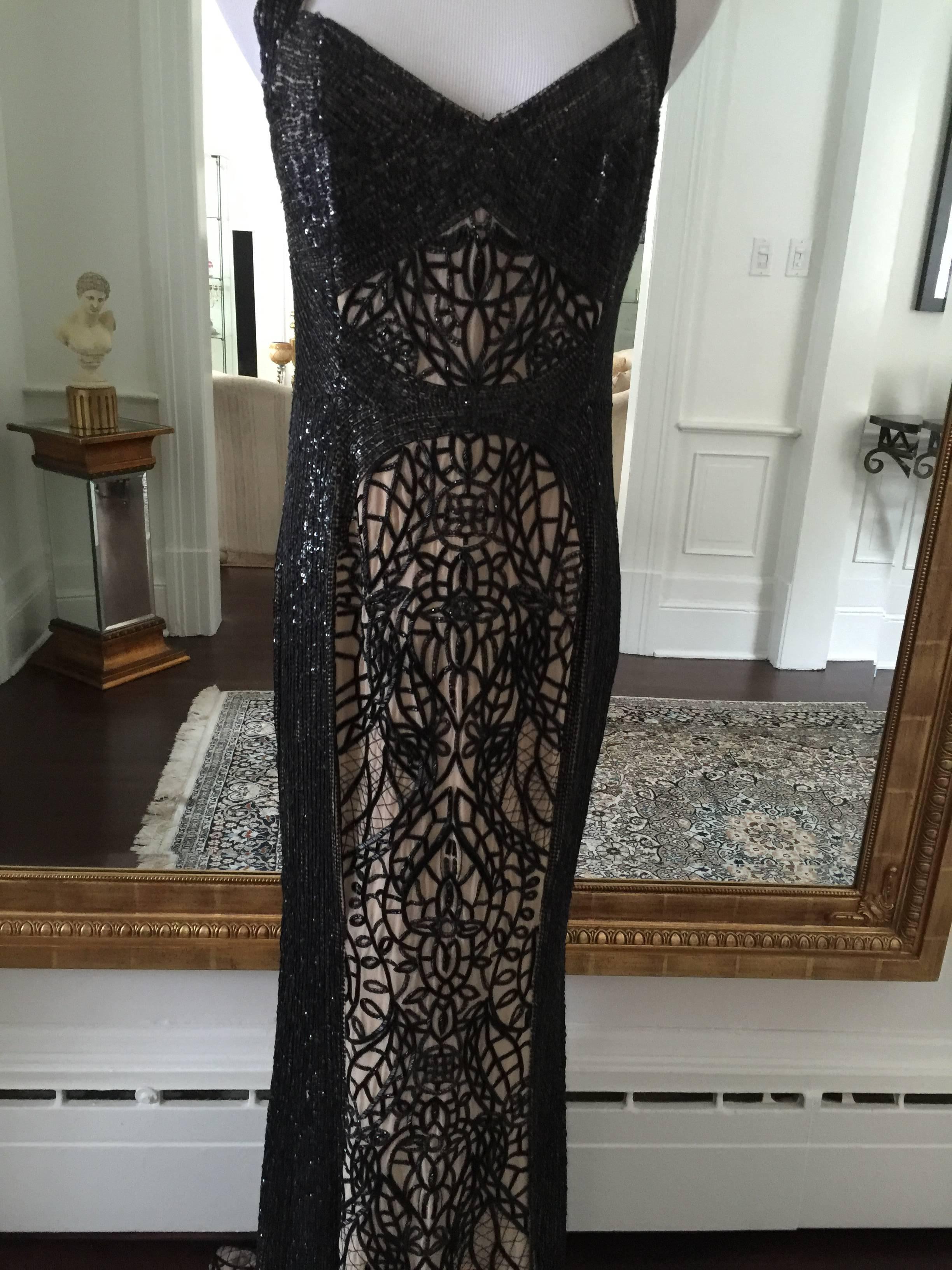 Monique Lhullier Long Beaded Gown In Excellent Condition In Port Hope, ON