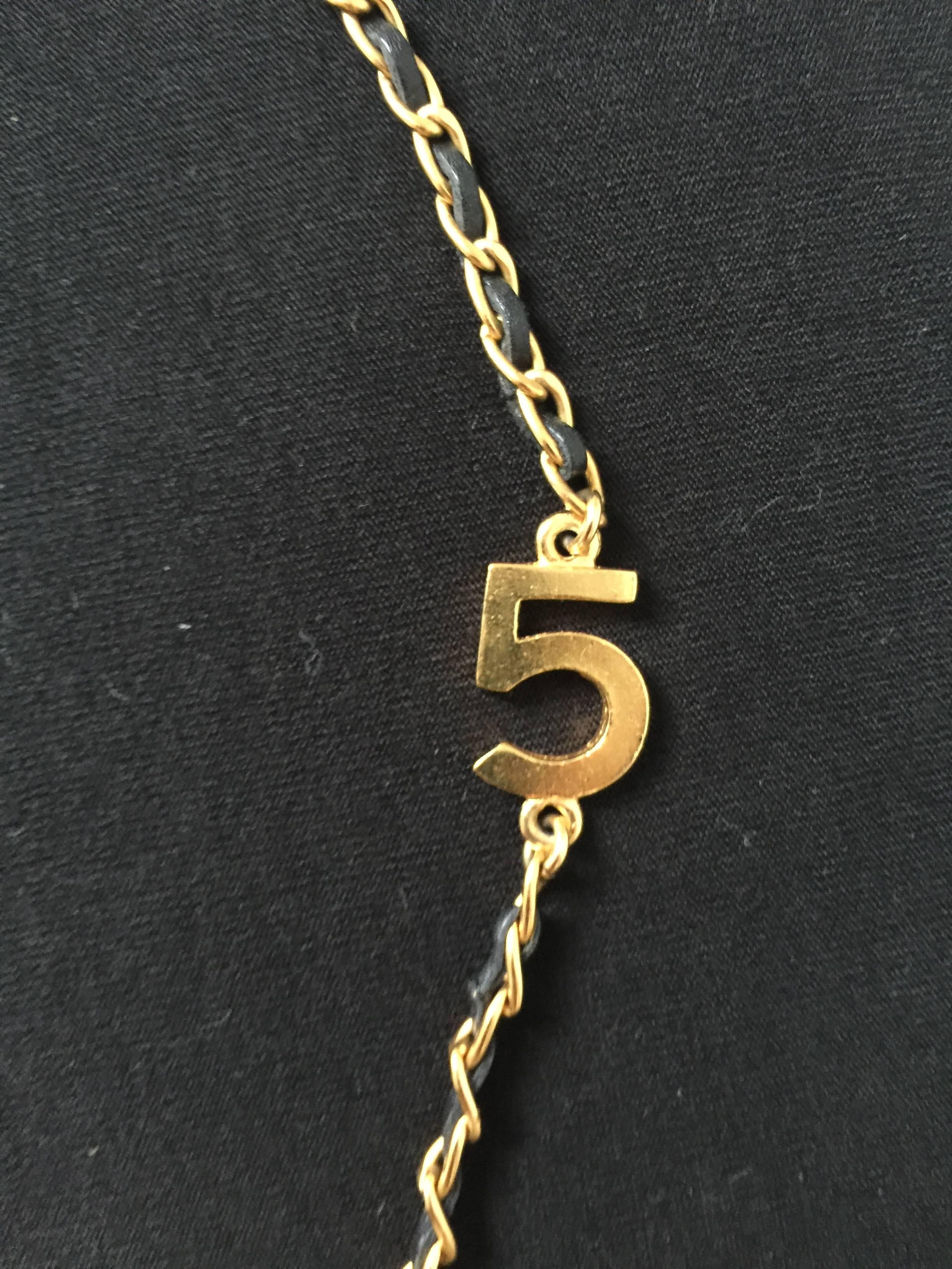 Chanel 18K gold plated signature motif chain necklace 1