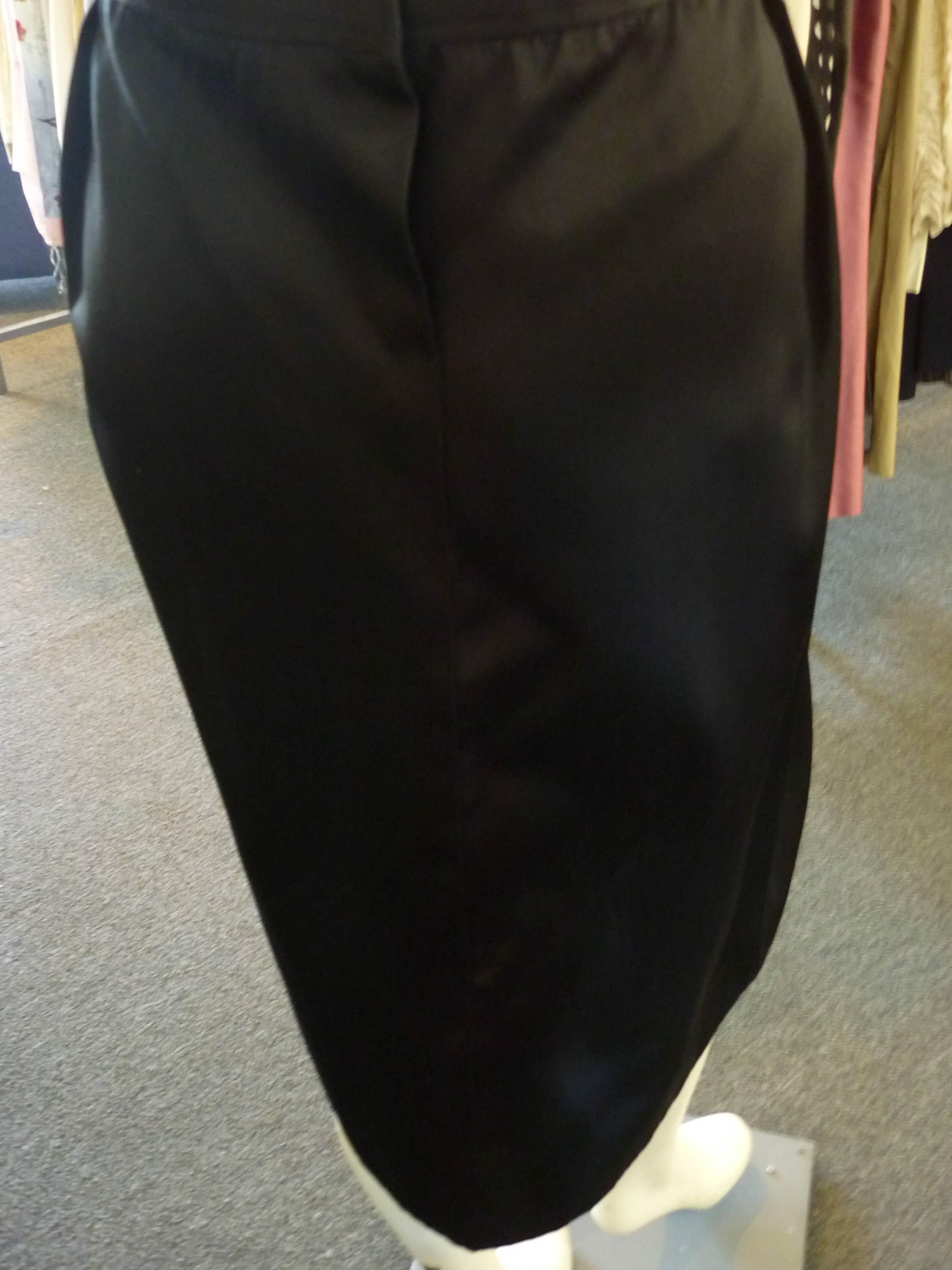 1980s Yves Saint Laurent RG Black Peau de Soie Skirt (40 Fr) 1