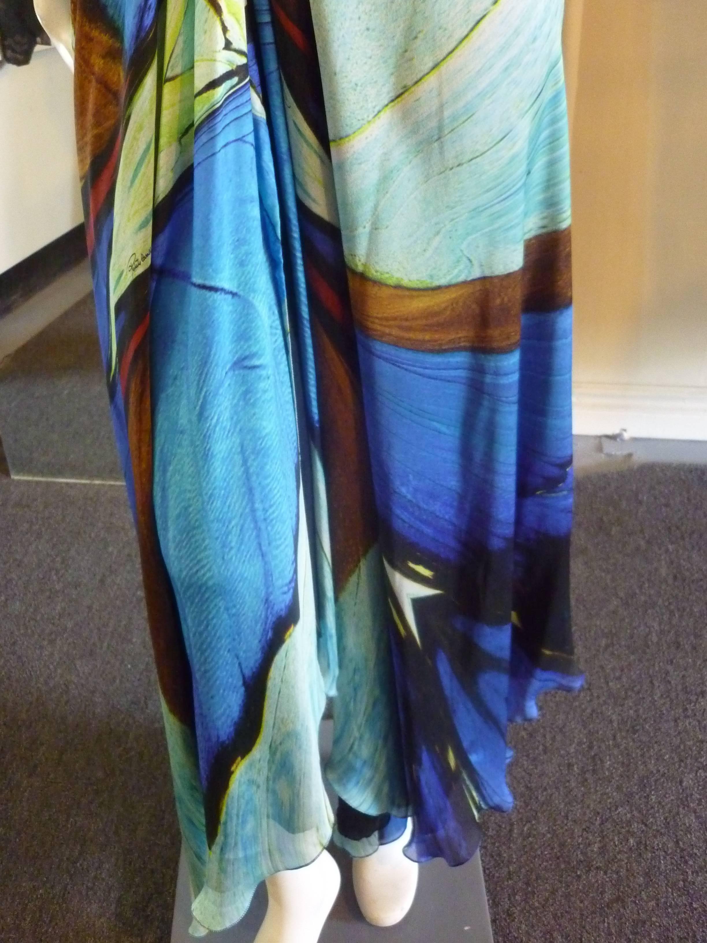 Roberto Cavalli Full Length Silk Halter Dress (42 Itl) In Excellent Condition In Port Hope, ON