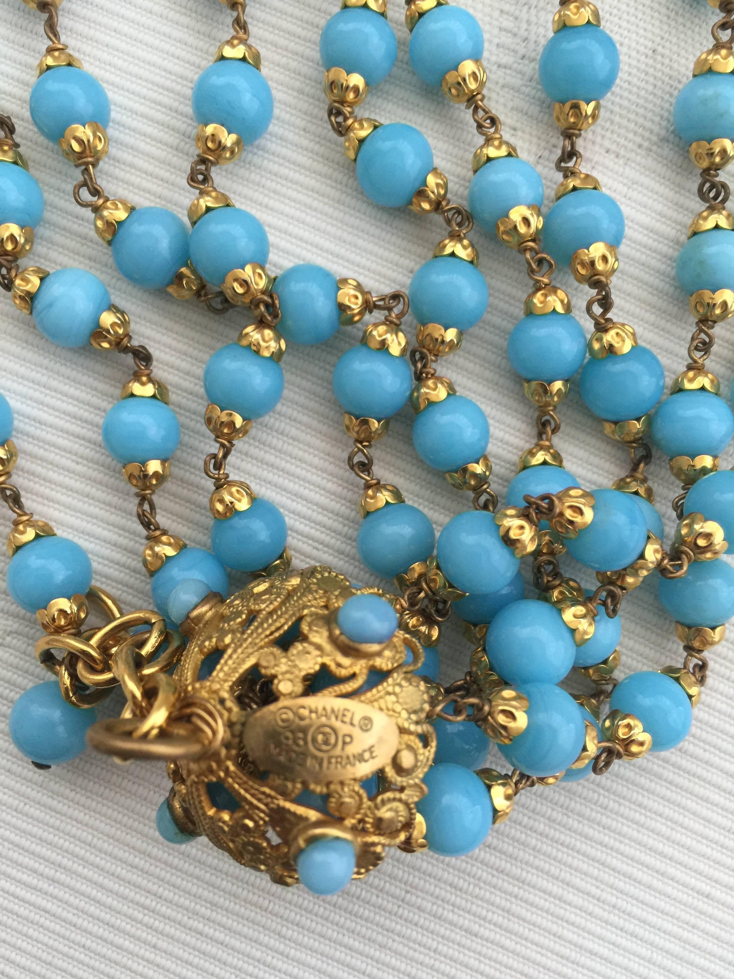 Women's Stunning Turquoise Multi Strand Chanel Necklace