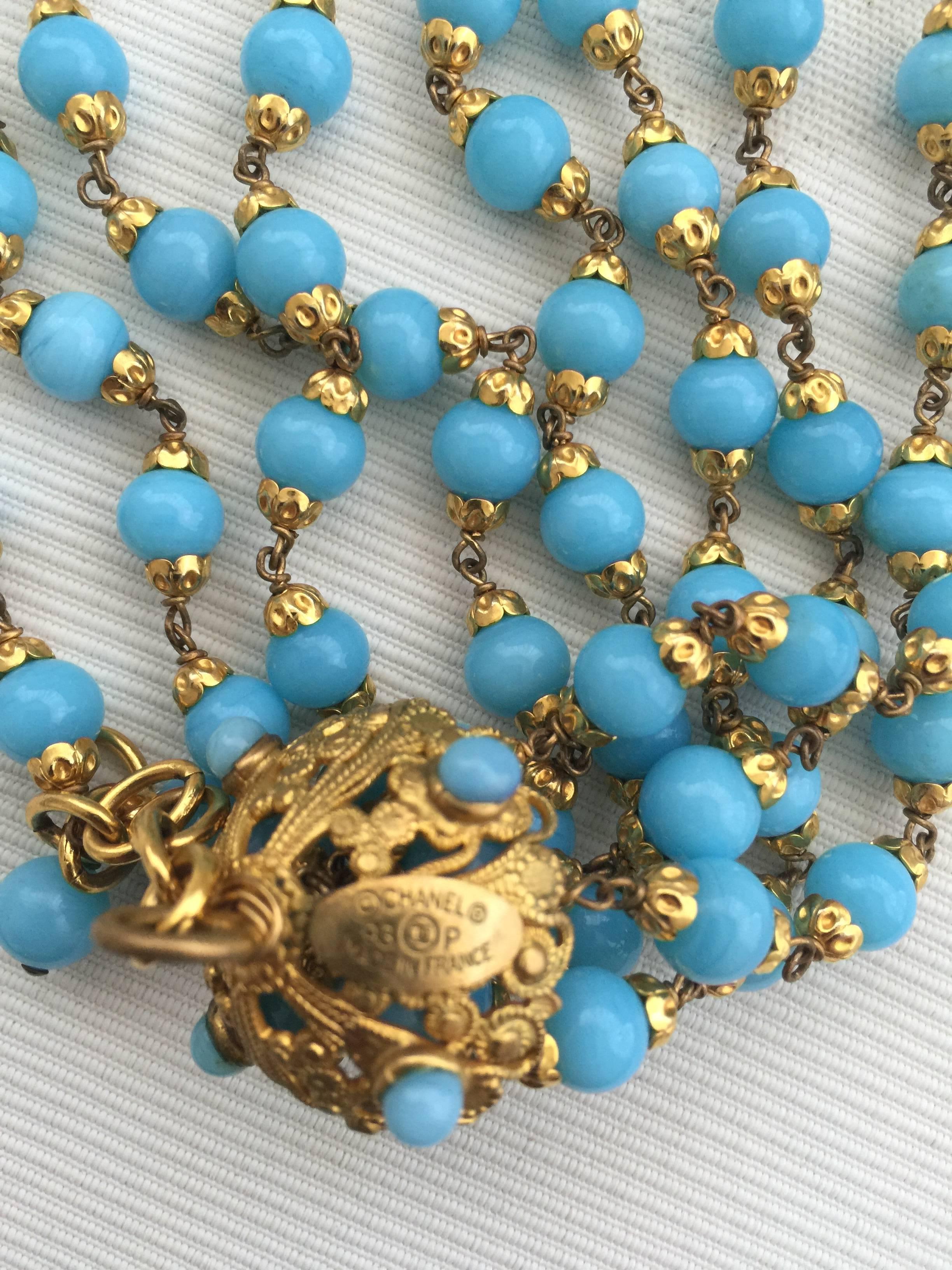 Stunning Turquoise Multi Strand Chanel Necklace 1