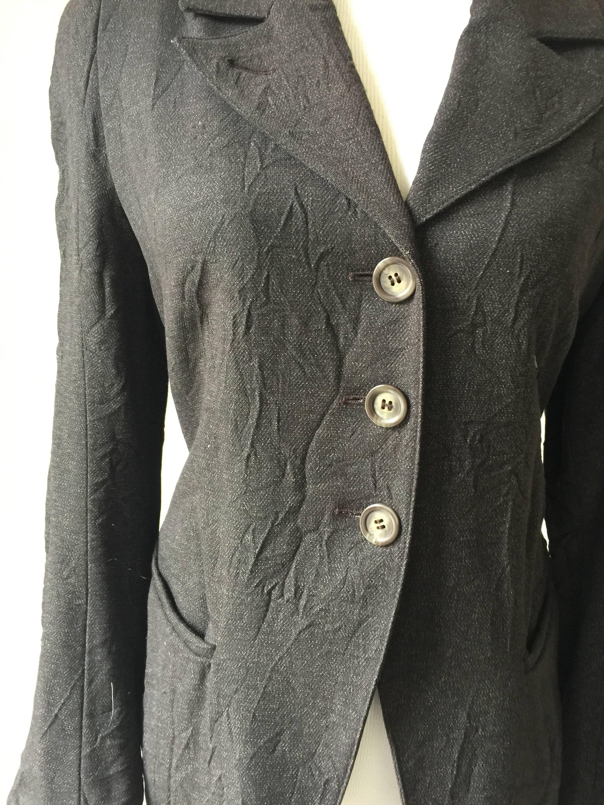 Black Ann Demeulemeester Crinkled Wool Jacket 38