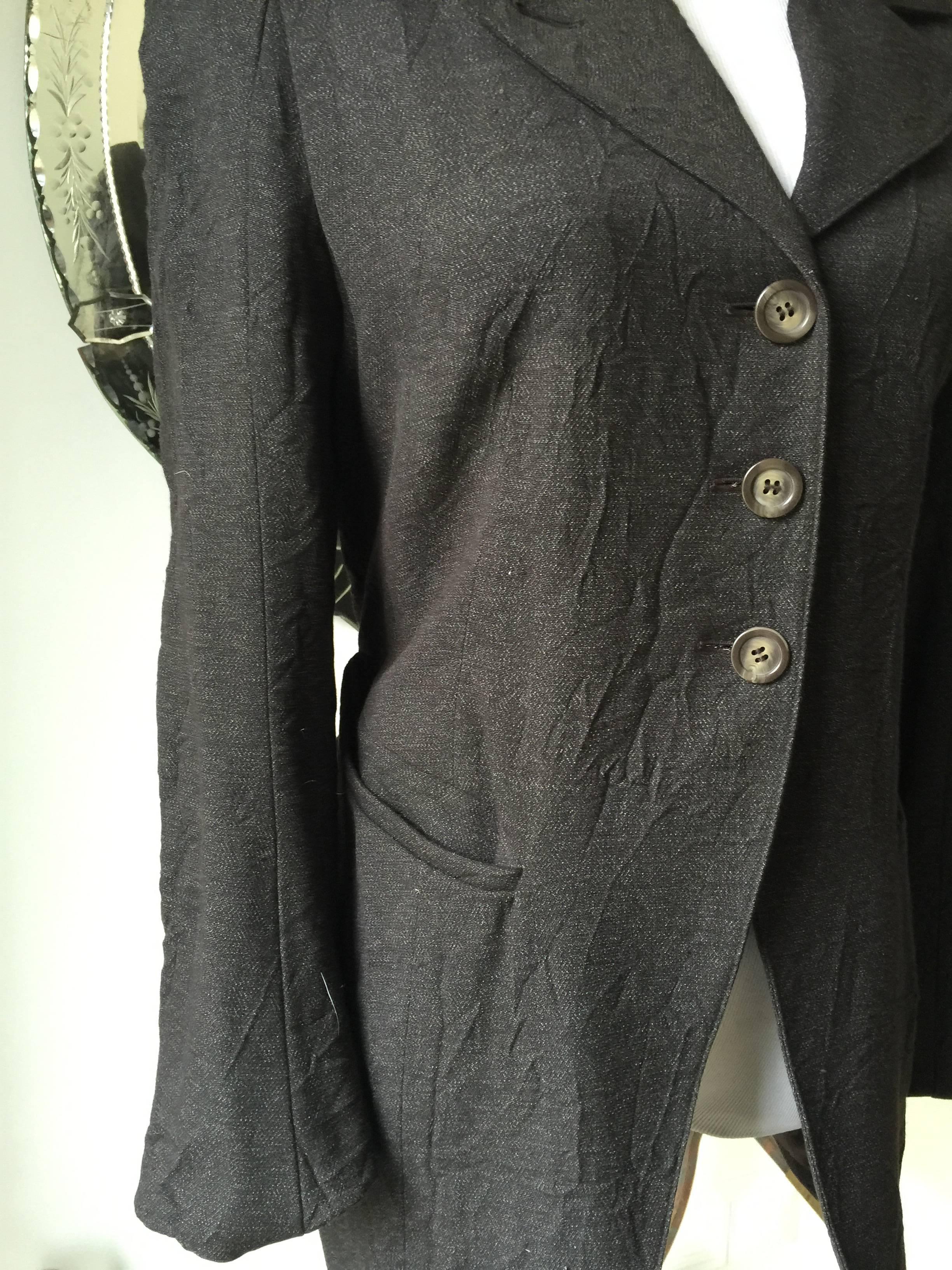 Ann Demeulemeester Crinkled Wool Jacket 38 In Excellent Condition In Port Hope, ON