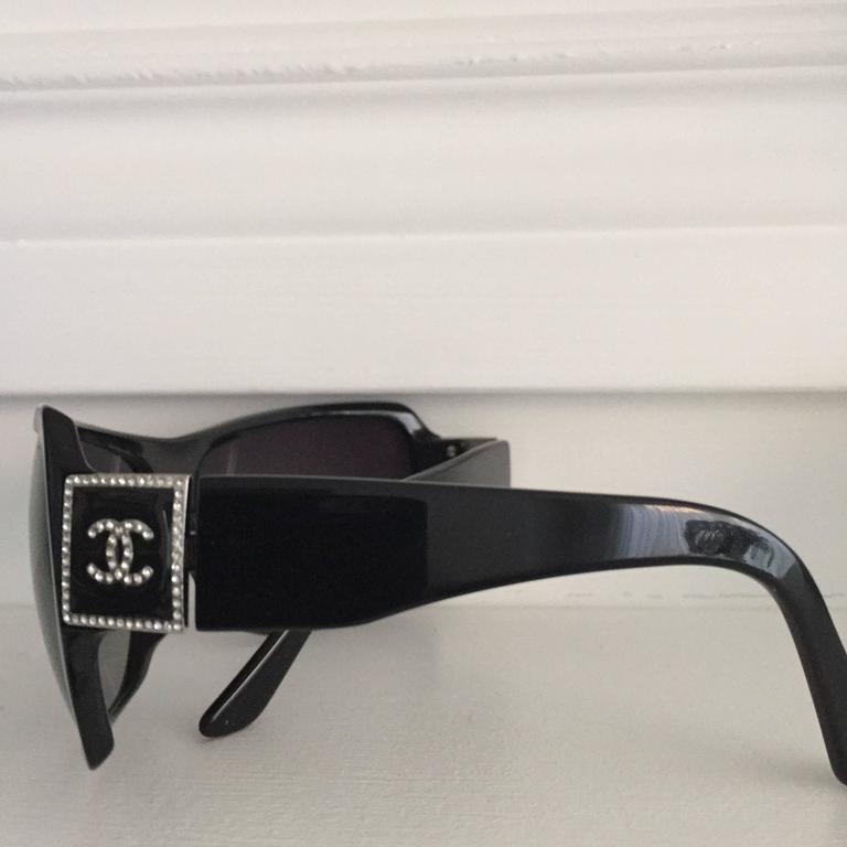 Chanel Black Rectangle Name Logo Sunglasses A71280 at 1stDibs