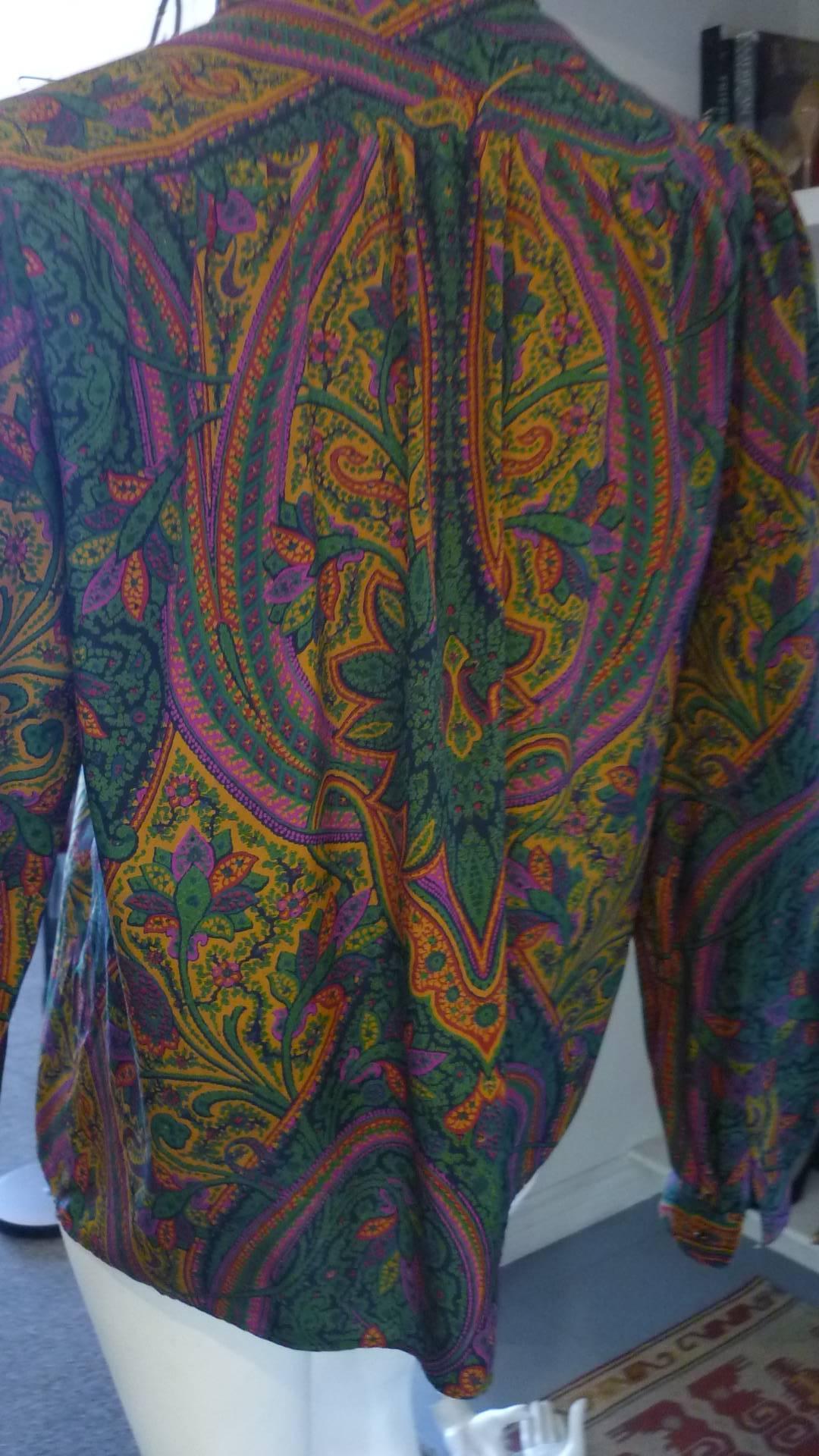 1980s Yves Saint Laurent RG Silk Paisley Blouse 36 Fr In Excellent Condition In Port Hope, ON