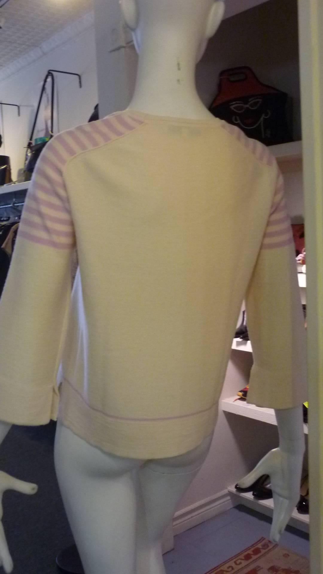 Sonia Rykiel Cream with Pink Stripes Wool Sweater (42 ITL) 2