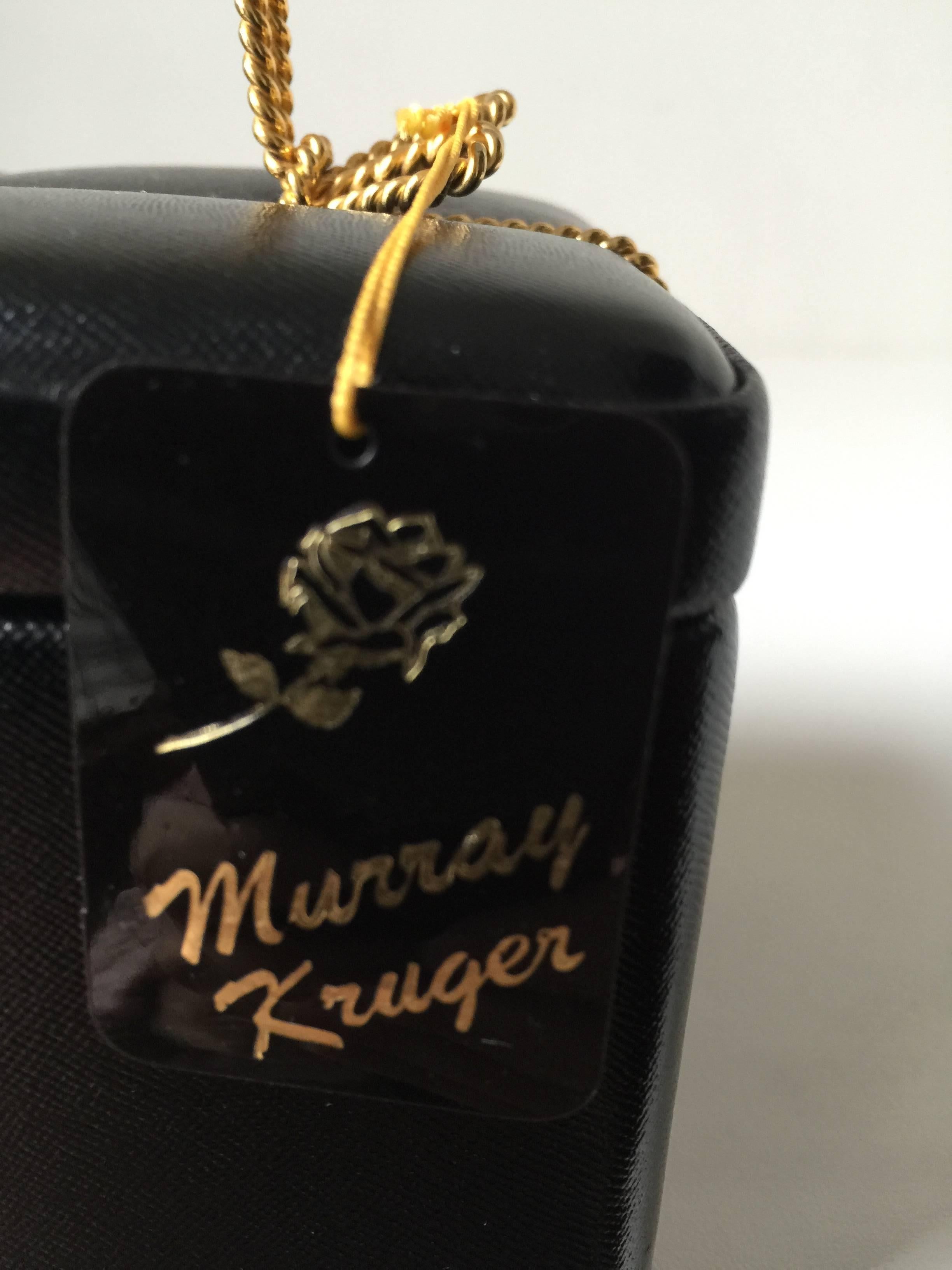 Exquisite Murray Kruger Black Leather  Gift Box Handbag In New Condition In Port Hope, ON