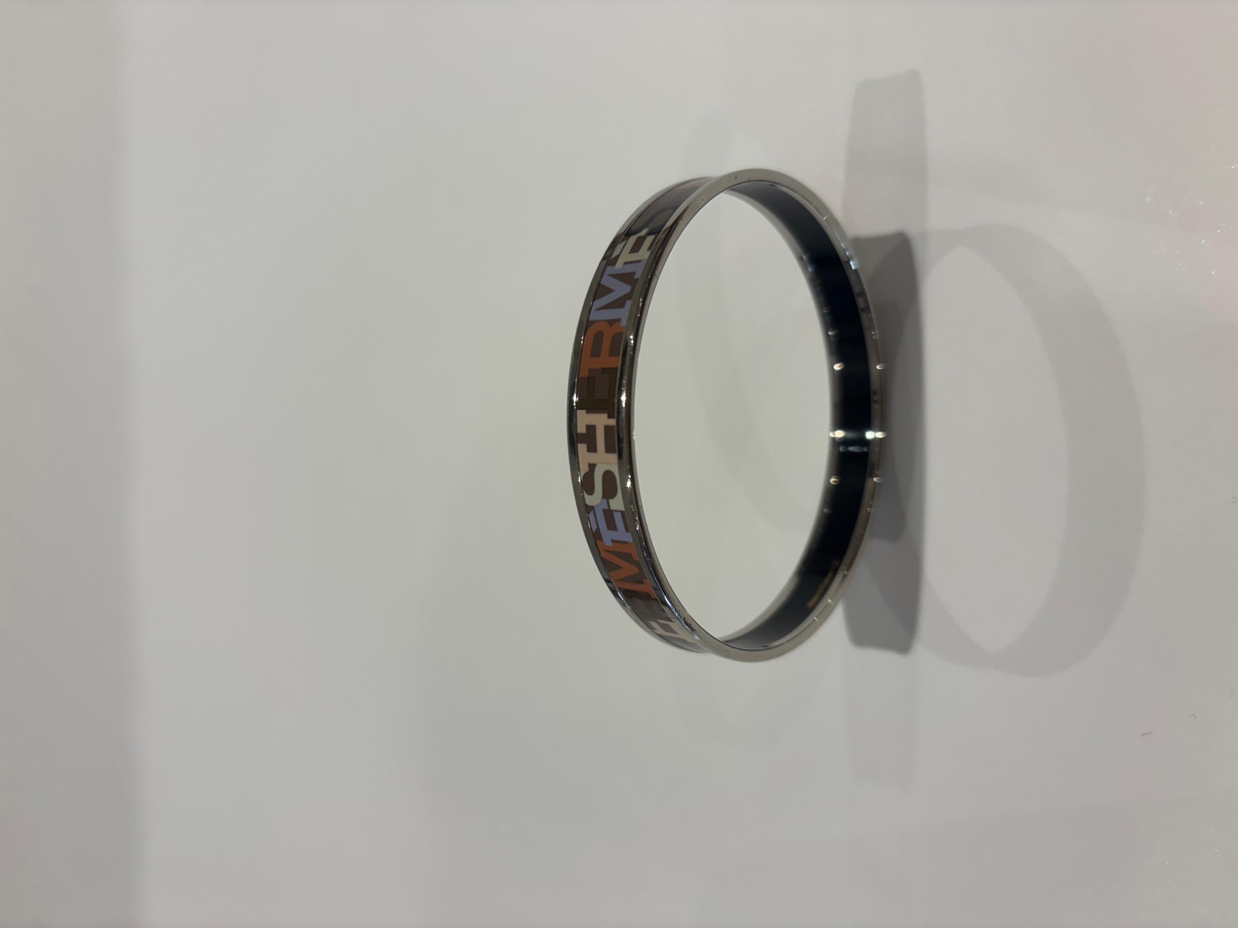 1993 Hermes Logo-Emaille und Palladium-Armreif  Hergestellt in Frankreich im Angebot 6