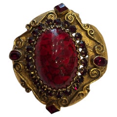 Antique Unisex Gold Brooch with Intricate Design, Circa 19th Century