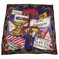 1990s Moschino De Gustibus Non Est Disputandum Silk Scarf